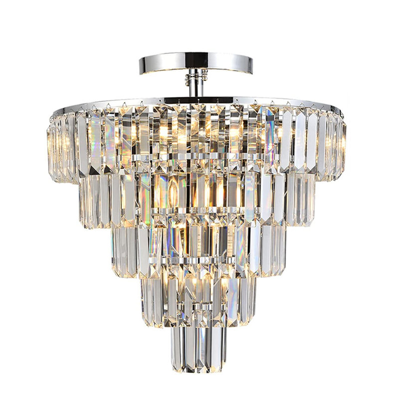Rosdorf Park 10 Light Modern Crystal Semi Flush Mount Chandelier